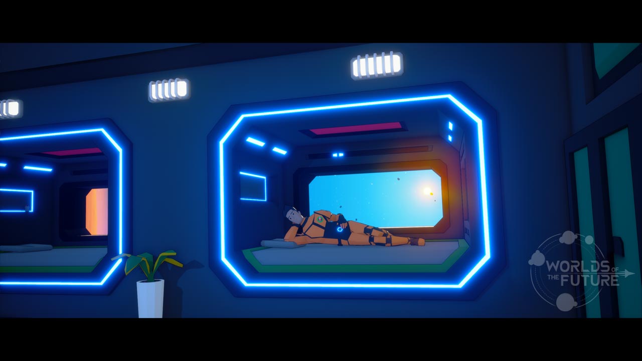 Laying in bed in a Spaceship